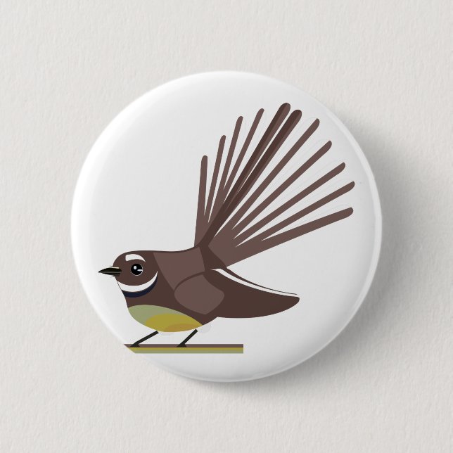 Fantail Neuseeland Vogel Vector Button (Vorderseite)