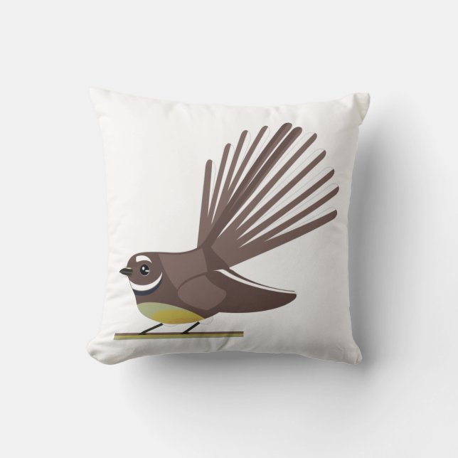 Fantail Neuseeland Vogel Vector Kissen (Vorderseite)