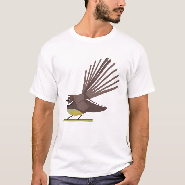 Fantail Neuseeland Vogel Vector T-Shirt (Vorderseite)