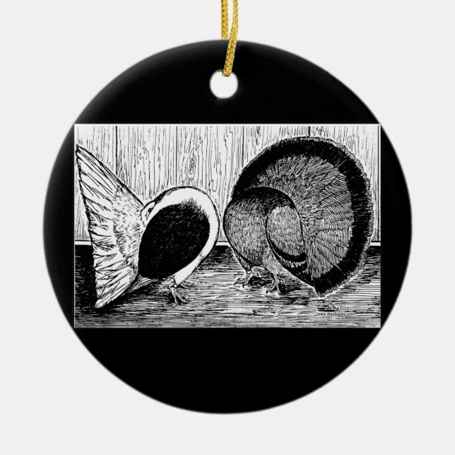 Fantail Pair Keramikornament (Vorne)