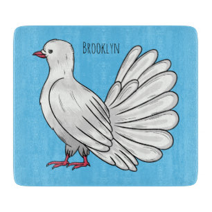 Fantail pigeon bird cartoon illustration schneidebrett