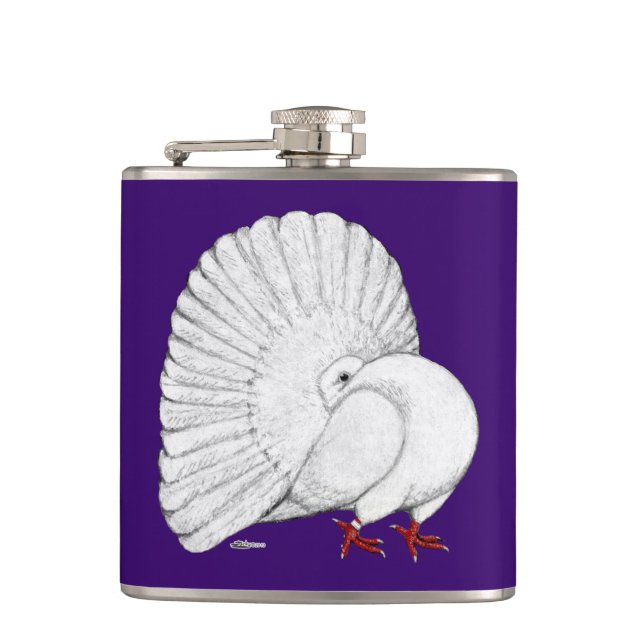 Fantail Pigeon White Flachmann (Vorderseite)