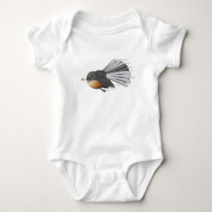 Fantail Piwakawaka Baby Strampler