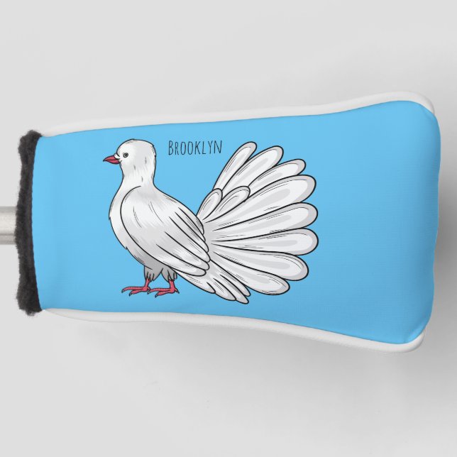 Fantail Taube Cartoon Illustration Golf Headcover (Vorderseite)