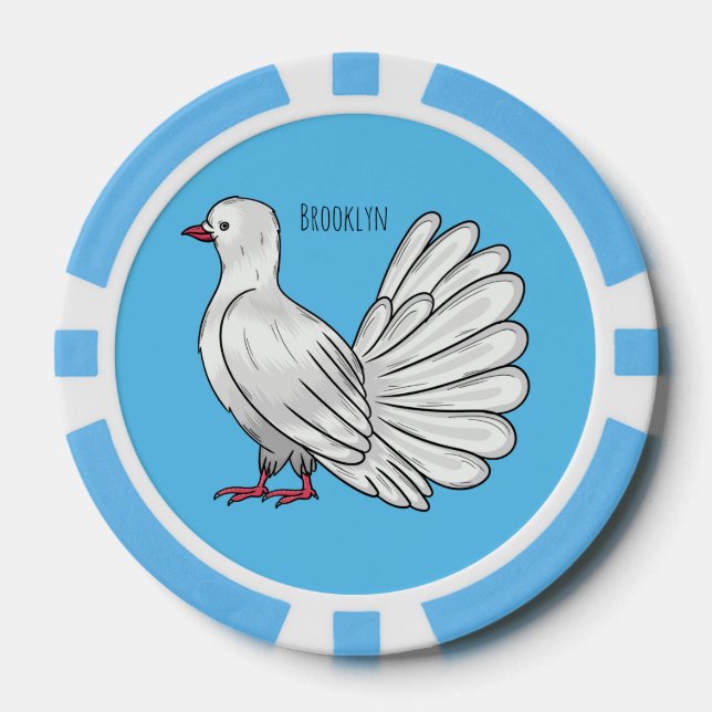Fantail Taube Cartoon Illustration Pokerchips (Vorderseite)