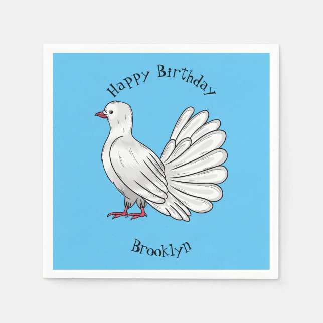 Fantail Taube Cartoon Illustration Serviette (Vorderseite)