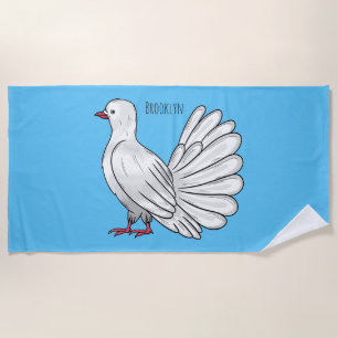 Fantail Taube Cartoon Illustration Strandtuch