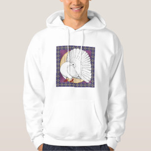 Fantail Taube weiß mit Hintergrund Hoodie