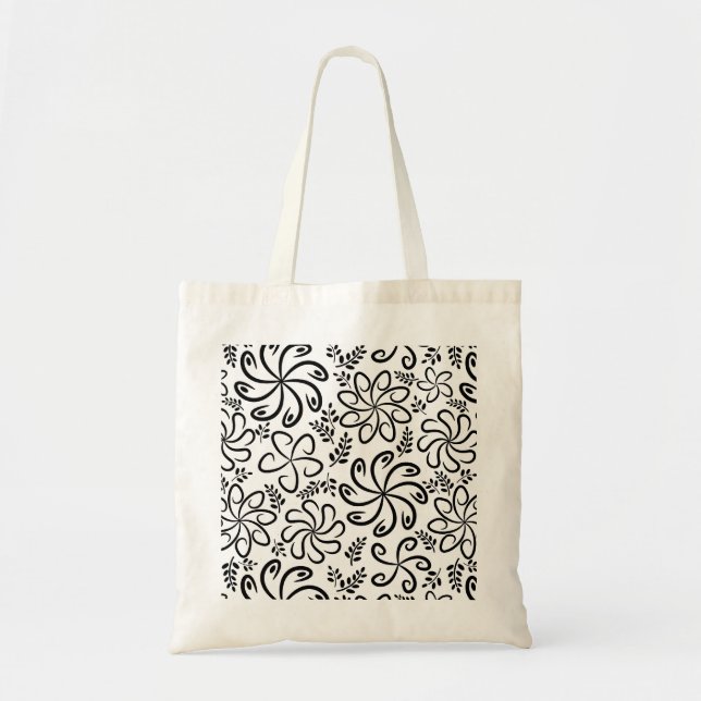 Fantaisie noir fleurs blanches Sac (Devant)