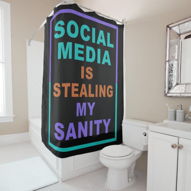 Fantaisie rideau de douche "Social Media" (En situation)