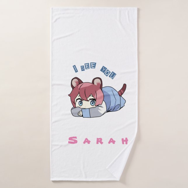 Fantart Anime mignon caractère fille (Serviette de bain)