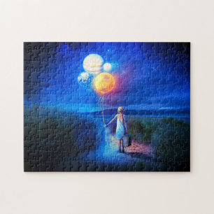 Fantas Reisemädchen mit Balloons Puzzle