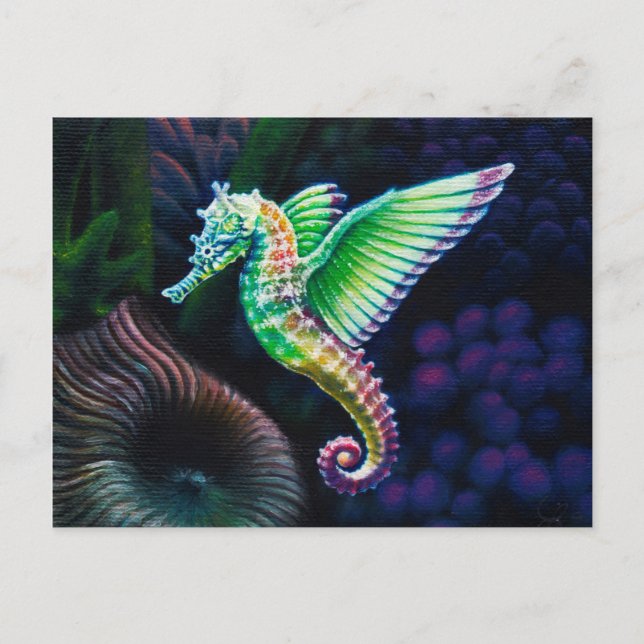 Fantasea, Winged Rainbow-Seepferd Postkarte (Vorderseite)