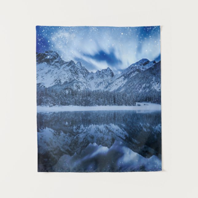 Fantasie am Bergsee Wandteppich (Vorderseite)