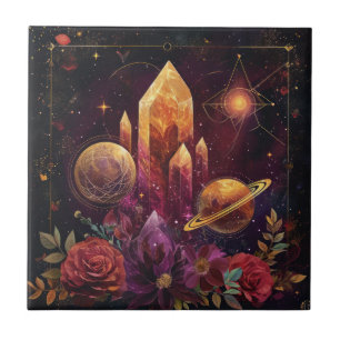 Fantasie-Amethyst-Kristallreich-Muster Fliese