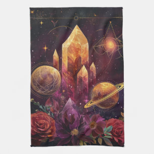 Fantasie-Amethyst-Kristallreich-Muster Geschirrtuch