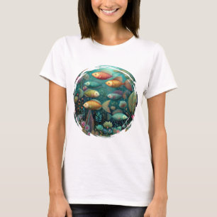Fantasie-Aquarium Whimsicalische Fisch Damen T-Shirt