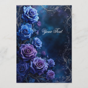 Fantasie Blaue und Violette Hochzeitsrosen Einladung