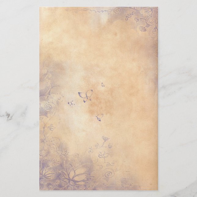 Fantasie-Blumen - lila Briefpapier (Vorderseite)