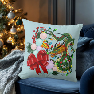 Fantasie-Chinesischer-Drache-Weihnachtskranz Fanta Kissen