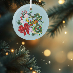 Fantasie-Chinesischer-Drache-Weihnachtskranz Fanta Ornament Aus Glas