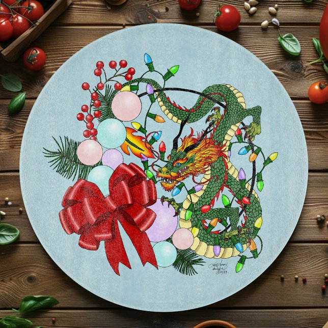 Fantasie chinesischer Drache Weihnachtskranz Fanta Schneidebrett (Von Creator hochgeladen)