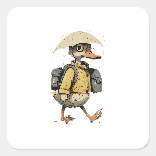 Fantasie-Comic-Ente  Quadratischer Aufkleber (Vorderseite)