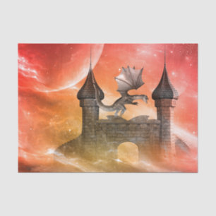 Fantasie, Drache auf dem Schloss Seidenpapier