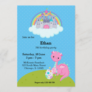 Fantasie-Drache-Kinderparty Einladung