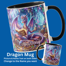 Fantasie-Drache mit Buch und Kaffee hinzufügen Nam