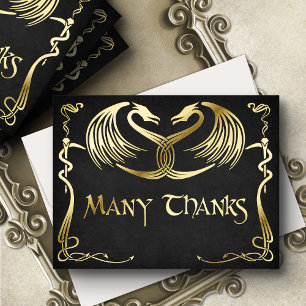 Fantasie-Drachen-Hochzeit Danke Karte