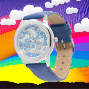 Fantasie-Einhorn addieren Namensmädchenuhr Armbanduhr