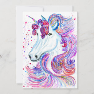 Fantasie-Einhorn-Aquarell Dankeskarte