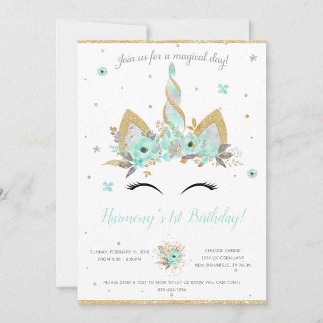 Fantasie-Einhorn-Einladung Einladung (Vorderseite)