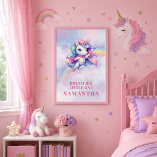 Fantasie Einhorn Pastellfarben Geburtstags-Wandkun Poster