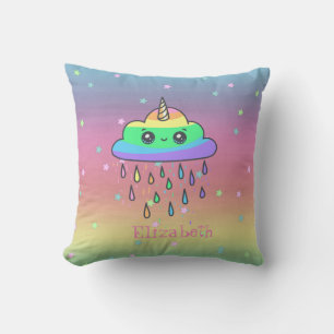 Fantasie Einhorn Regenbogen, Regen, Ombre Kissen