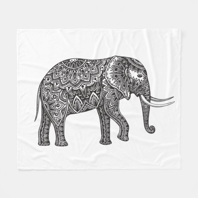 Fantasie-Elefant-Gekritzel Fleecedecke (Vorderseite (Horizontal))