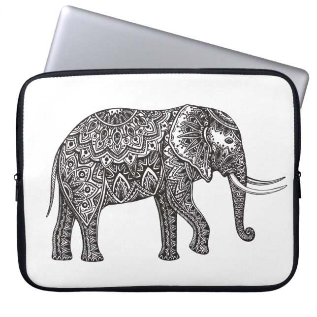 Fantasie-Elefant-Gekritzel Laptopschutzhülle (Vorderseite)