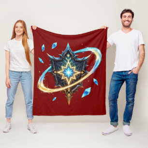 Fantasie-Emblem mit schwebenden Klingen – Magische Fleecedecke