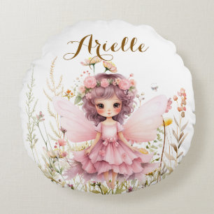 Fantasie Fee Wildblume Pastell Rundes Kissen