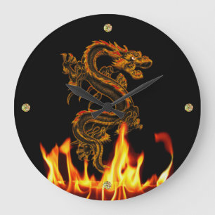 Fantasie-Feuer-Drache-Wanduhr Große Wanduhr