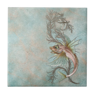 Fantasie-Fisch Art Nouveau Fliese