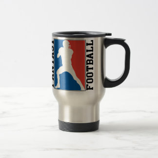 Fantasie-Fußball, rotes weißes und blaues Logo Reisebecher