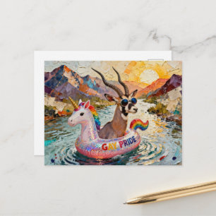 Fantasie-Gazelle in einem Regenbogen-Einhorn- Floa Postkarte