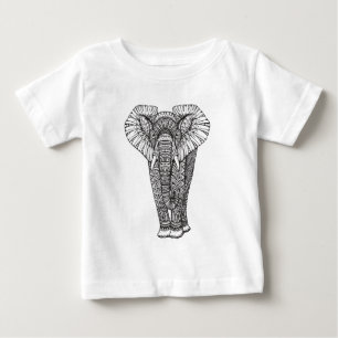 Fantasie-gemustertes Elefant-Gekritzel Baby T-shirt