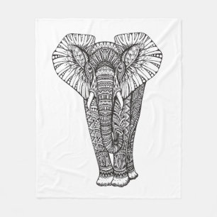 Fantasie-gemustertes Elefant-Gekritzel Fleecedecke