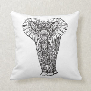 Fantasie-gemustertes Elefant-Gekritzel Kissen