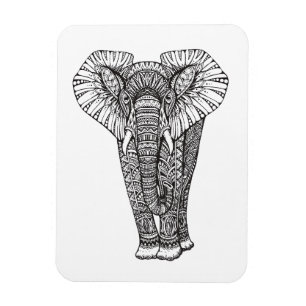 Fantasie-gemustertes Elefant-Gekritzel Magnet