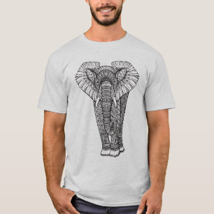 Fantasie-gemustertes Elefant-Gekritzel T-Shirt