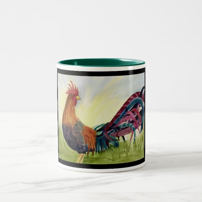 Fantasie-Geschichten-Hahn-Tasse Zweifarbige Tasse (Mittel)